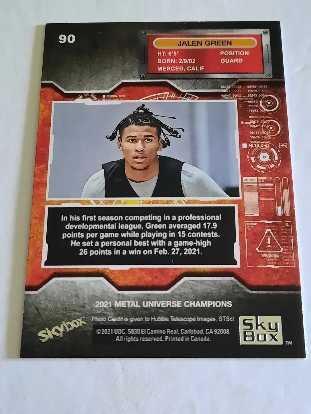Jalen Green Basketball Metal Universe Trading Card - Red/Brown/Black